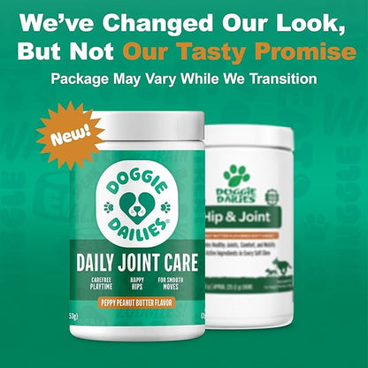 Doggie Dailies, Hip and Joint Supplement for Dogs, Glucosamine Chondroitin, Premium Hip and Joint Chews for Dogs All Breeds & Sizes, Dog Vitamins and Supplements, (Peanut Butter) 225 Chews