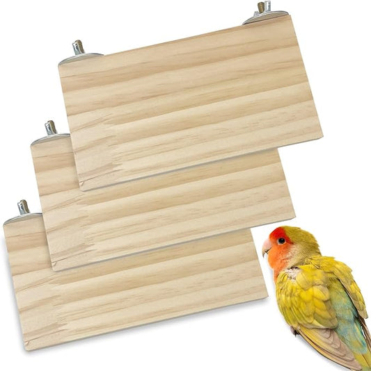 kathson Bird Wood Platform Parrot Perch Stand Parakeet Playground Cage Corner Shelf for Conures Budgies Parakeets Cockatiels Lovebirds 3Pcs