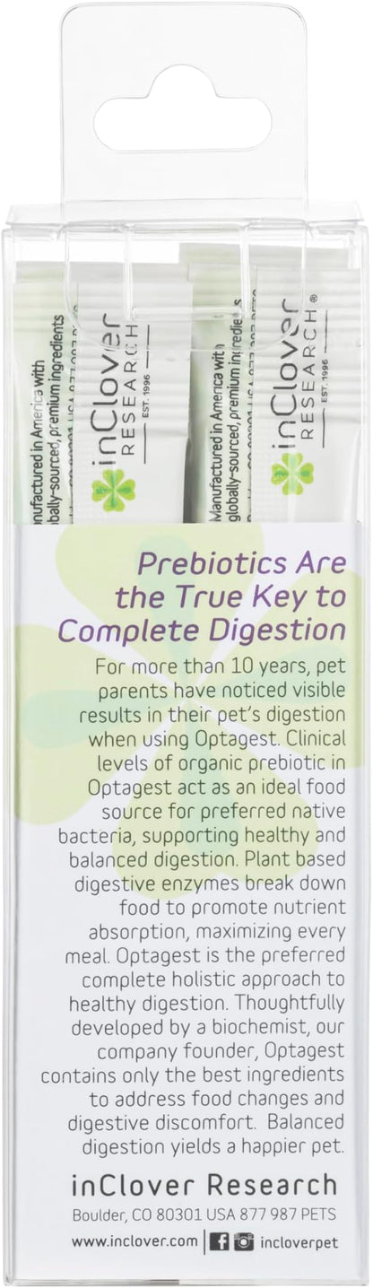 InClover Optagest Natural Digestive Aid, Organic Prebiotics & Enzymes Supplement Powder for Dogs and Cats - Promotes Healthy Stools, Less Gas, Optimal Nutrient Absorption, Intestinal Balance, 7 sticks