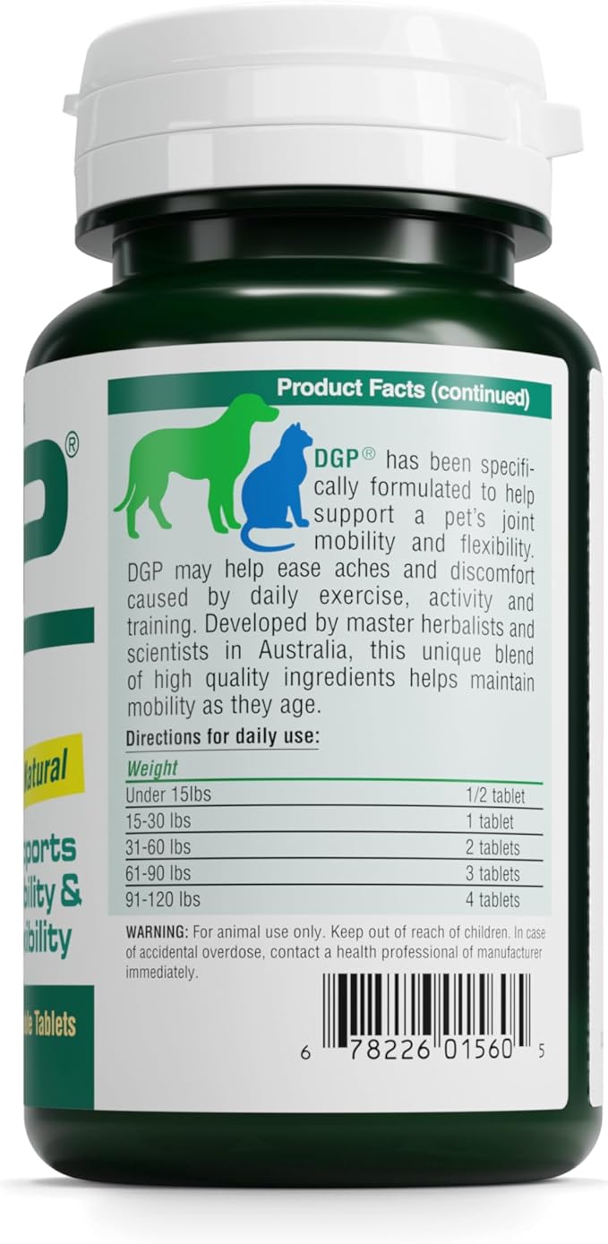 DGP, All-Natural Joint Supplement for Dogs - Joint Support with Turmeric, Boswellia Extract & More - Quick Effect for Pet Mobility Support - 120 Chewable Tablets (Pack of 2)