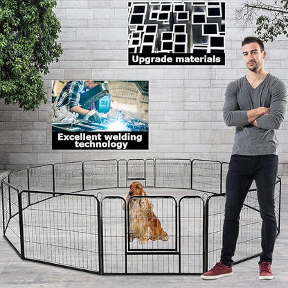 BestPet | Dog Playpen | 32 Inch, 16 Panels | Heavy Duty Metal Pet Exercise Pen | Indoor Outdoor Fence Panels | Rust-Resistant, Removable, Tool-Free Setup | Anti-Skid, Expandable Design