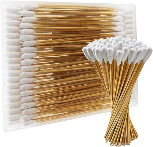 100PCS Large Cotton Swabs in Storage Box, 6 Inch Dog Ear Swabs with Bamboo Handle for Dogs - Soft Cotton, Gentle and Lint-Free, Specially Designed for Dogs, Cleaning Solution