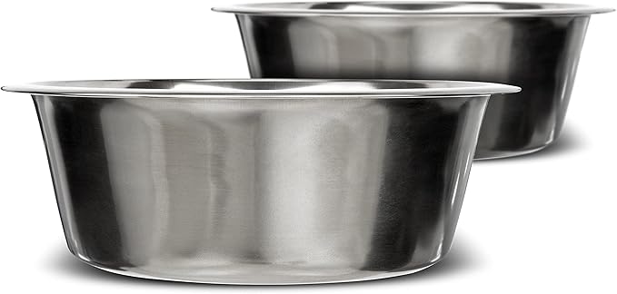 Neater Pet Brands 16 Cup (128 oz.) Stainless Steel Dog Bowls, Set of 2 Metal Bowls for Large Breed, Large Dog Water Bowl or Food Bowl for Indoors or Outdoors, Dishwasher Safe Dish for Extra Big Dogs