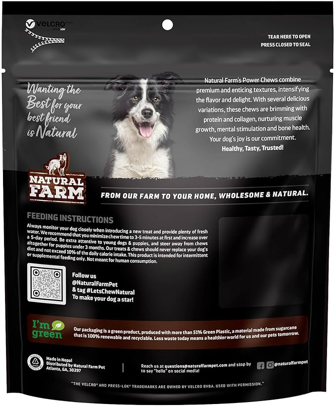 Natural Farm Power Bully Sticks Dog Chews (2-3”, 1 Pound Bag), 2-in-1 Power Chews: Premium Beef Cheek Wrapped in Beef Pizzle, Double Chewing Time, Promotes Dental Health, Great for Small Dogs