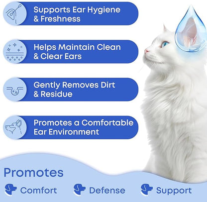 Ear Cleaner Drops & Wash Solution for Cats and Dogs – Gentle Ear Hygiene, Wax Removal & Odor Control for Pets