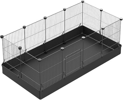 LANGXUN 12pcs DIY Small Animal Pet Playpen with Waterproof Mat, C&C Cage for Puppy Kitten, Rabbit Cage,Guinea PigsGuinea Pig Cages | Indoor & Outdoor Portable Metal Wire Yard Fence, Metal Pet Panels