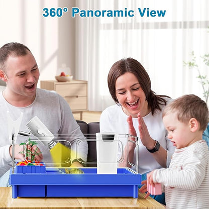 Geegoods Turtle Tank Kit, Blue Small Turtle Tank Starter Kit, Turtle Aquarium with Light, Filter, Colored Rocks, Brush and Small Plant