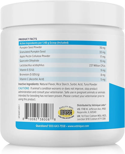 Vetnique Glandex Feline Anal Gland or Daily Probiotic Fiber Supplement Powder for Cats with Digestive Enzyme, Probiotics and Pumpkin, Vet Recommended for Healthy Bowels (4oz, Anal Gland Powder - Tuna)