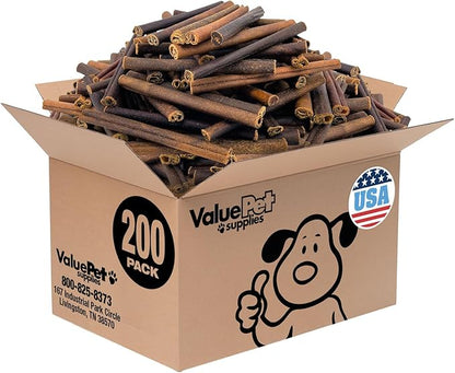 ValueBull USA Collagen Sticks for Dogs, 6 Inch Medium Chews, Natural Long-Lasting Dog Treats, 200 Count Bulk Pack - Promotes Joint, Skin & Coat Health with Glucosamine and Chondroitin