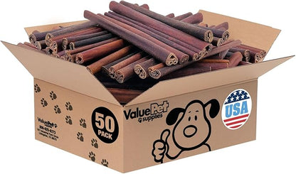 ValueBull USA Collagen Sticks for Dogs, 12 Inch Jumbo Chews, Natural Long-Lasting Dog Treats, 50 Count Bulk Pack - Promotes Joint, Skin & Coat Health with Glucosamine and Chondroitin