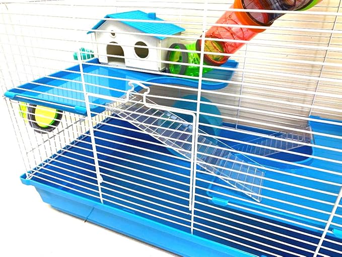 Extra Large 3-Levels Expandable and Customizable Hamster Habitat Rodent Gerbil Mouse Mice Rats Animal Critter Home Cage with Hide House Exercise Running Wheel Food Dish Water Bottle Deep Base