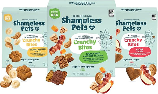 Shameless Pets Crunchy Dog Treats - Variety Pack 3 Boxes - Healthy Dog Biscuits & Cookies Treats for Small, Medium, and Large Dogs - Made in The USA - Free from Corn & Soy