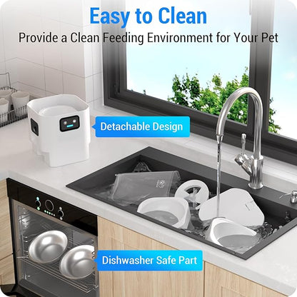 Automatic Cat Feeder with 2 Camera for 2 Cats: 5G WiFi Automatic Dog Feeder with Night Vision & Slow Feed, 7L Auto Cat Food Dispenser for Multiple Pet, Detachable for Easy Cleaning - 29 Cup