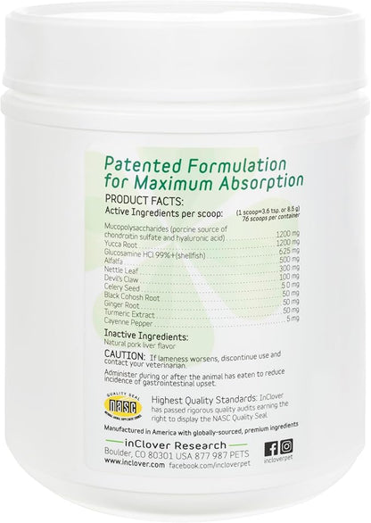 InClover Connectin Natural Hip & Joint Supplement for Dogs with Glucosamine, Chondroitin & Hyaluronic Acid - Powder for Dog Mobility, Comfort & Active Lifestyle Support, 23oz