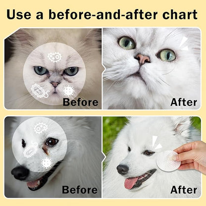 Eyes Wipes for Dogs & Cats Dog Cleaning Grooming Deodorizing Wipes Kit Wash Cleaner for Eyes Wrinkle Face Gently Remove Tear Stain Eye Debris 25pcs Unscented