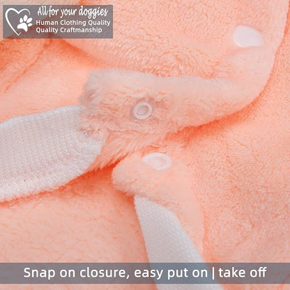 FabriCastle Dog Hoodie Sweater for Small Dogs Boy and Girl, Small Dog Clothes XS XXS Puppy Sweatshirt, Pet Outfit, Cat Clothing Super Soft Warm Snap On Closure (Peach-Cream, X-Small)