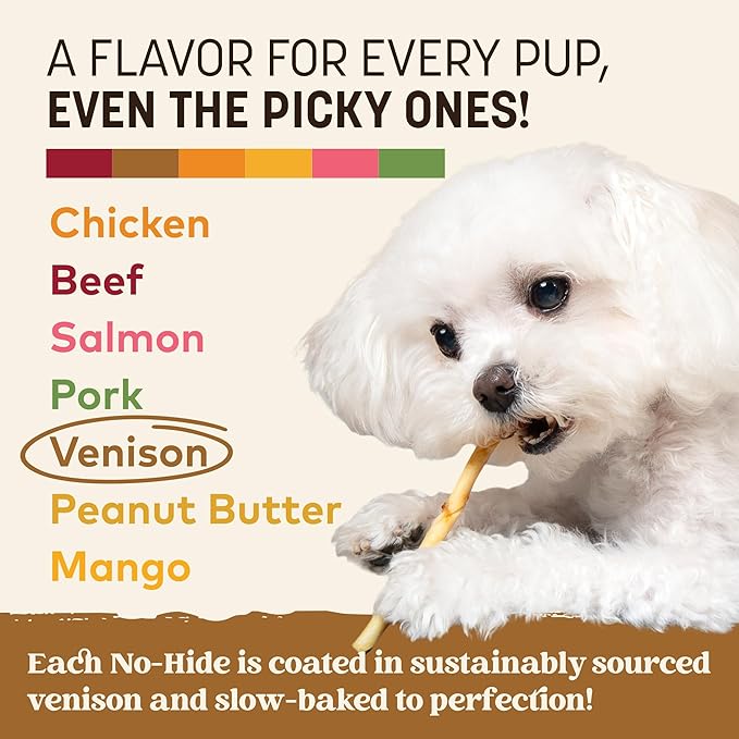 Earth Animal No-Hide Stix Venison Recipe Natural Rawhide Alternative Dog & Cat Chews - 40 Count Extra Value Pack