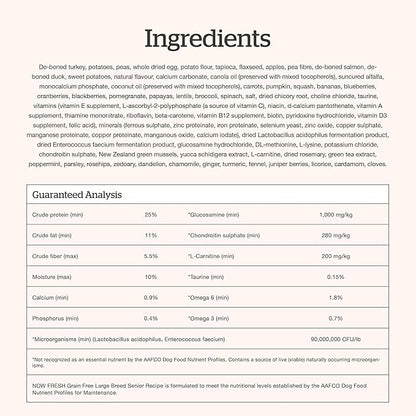 Now Fresh Grain-Free Large Breed Senior Dry Dog Food with Turkey, Salmon & Duck, Premium Kibble Made with Real Meat & Fish, Chicken-Free, Added Glucosamine & Chondroitin for Healthy Joints, 25 lb Bag