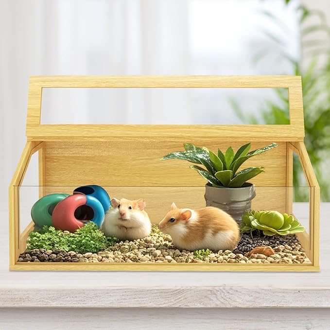 48" Large Hamster Cage, Chewproof Gerbil Cages and Habitats, Openable Top Roof Window with Silencing Pad, Wooden Guinea Pig Cage for Small Animals, Dwarf and Syrian Hamster, 48 x 20 x 20 Inches