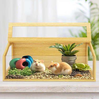 48" Large Hamster Cage, Chewproof Gerbil Cages and Habitats, Openable Top Roof Window with Silencing Pad, Wooden Guinea Pig Cage for Small Animals, Dwarf and Syrian Hamster, 48 x 20 x 20 Inches