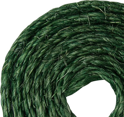 Green Sisal Rope 1/4 Inch by 49-Feet for Cat Scratching Post Tree Tower Replacement Repair and Replace, DIY Hemp Twine Rope for Kittens Shelves Furniture Window Bed Perch House Climbing, 6mm by 15m