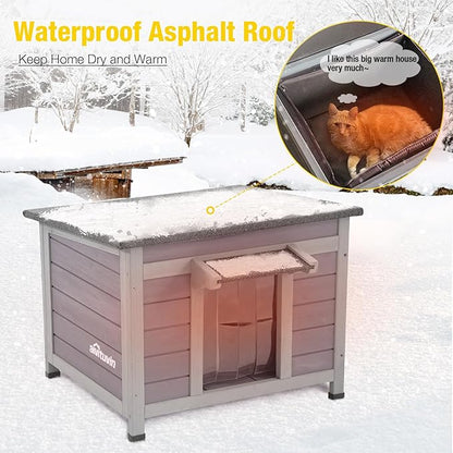 AIVITUVIN Cat House for Outdoor Cats Insulated Feral Kitty Shelter with Warm Liner for Winter Waterproof Samall Animal Cage for Cats,Rabbits,Bunnies,Dogs