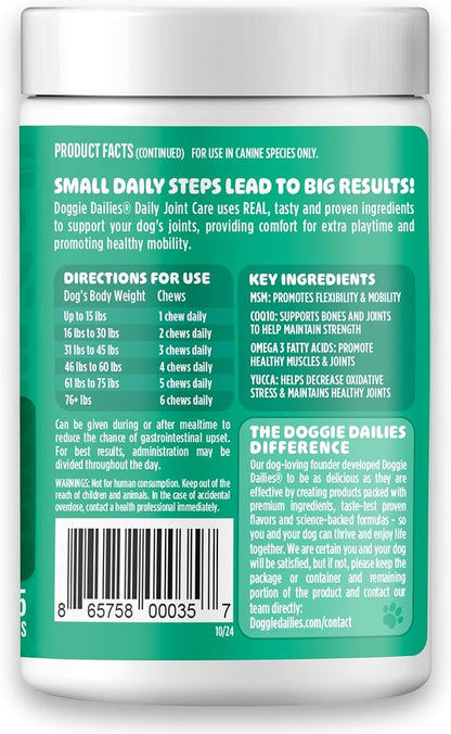 Doggie Dailies, Hip and Joint Supplement for Dogs, Glucosamine Chondroitin, Premium Hip and Joint Chews for Dogs All Breeds & Sizes, Dog Vitamins and Supplements, (Peanut Butter) 225 Chews