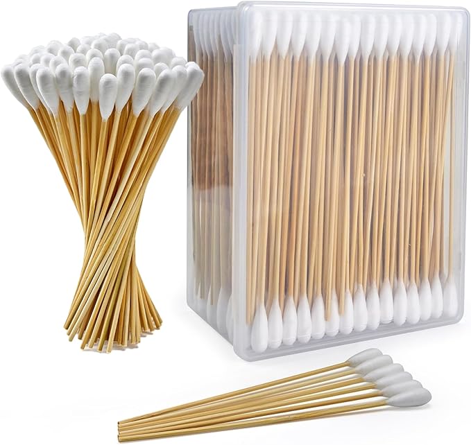 300PCS Large Cotton Swabs in Storage Box, 6 Inch Dog Ear Swabs with Bamboo Handle for Dogs - Soft Cotton, Gentle and Lint-Free, Specially Designed for Dogs, Cleaning Solution