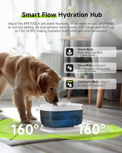 Wireless Dog Water Fountain with 16 Filter, Battery Operated Dog Water Dispenser with Motion Sensor, 237 oz/ 7L Cordless Fountain Water Bowl for Large Dogs, Cats（ Replacement Filter for 4 Months