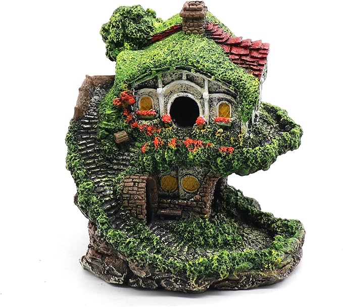 Aquarium Decor Hideaway Cave, Betta Fish Tank House Accessories for Amphibians, Goldfish, Shrimp, Conch