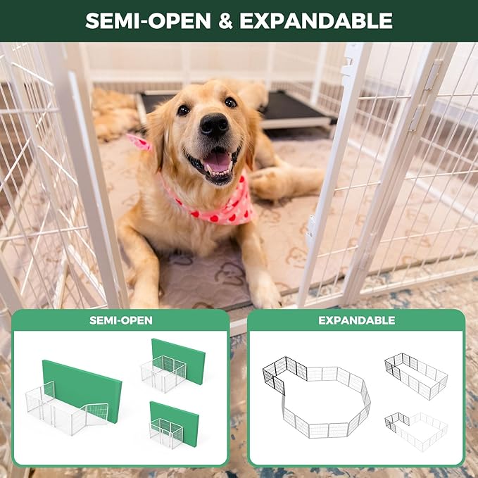 FXW Homeplus Unleashed Indoor Dog Playpen - Stress-Free and Safe Play, Heavy Duty 24 Inch 16 Panels Dog Pen for Puppy and Small Dogs, White│Patented