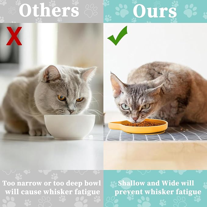 Silicone Dog Bowl Shallow Cat Bowls Set of 3, 7 Inch Wide Whisker Fatigue Flat Puppy Bowls for Small Dogs and Cats, No Spill Less Mess Cat Dog Plates with Suction Cup for Dry and Wet Food