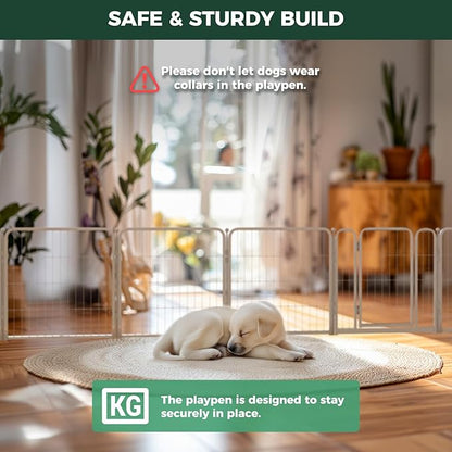 FXW Homeplus Unleashed Indoor Dog Playpen - Stress-Free and Safe Play, Heavy Duty 24 Inch 16 Panels Dog Pen for Puppy and Small Dogs, White│Patented