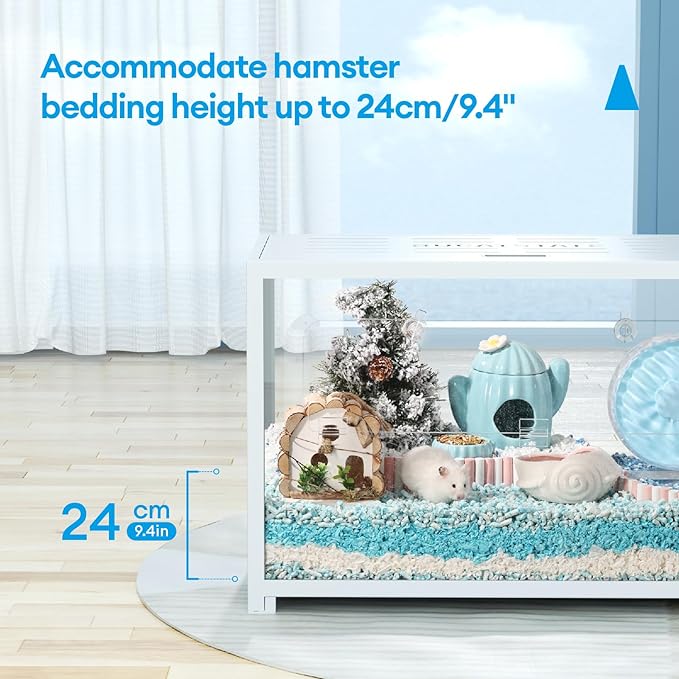 BUCATSTATE Hamster Cage Metal 2.0 - Small Animal Habitats Large Stackable with Top Access Easy Assemble 31.4L*17.6W*20H Inches Dwarf Syrian Hamster House for Guinea Pig, Gerbil (552sq inch White)
