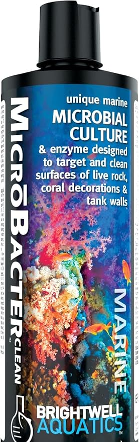 Brightwell Aquatics MicroBacter Clean - Microbial Culture & Enzyme Blend Fish Tank Cleaner - Cleans Live Rock Surfaces for Saltwater Fish Habitats - Aquarium Water Treatments, 8.45 fl oz