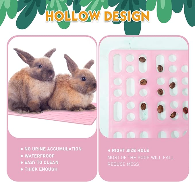 BBTO 24 Pieces Plastic Rabbit Cage Mat Durable Rabbit Feet Pad Small Animal Feet Pad Cage Resting Mat with a Convenient Connectors, Bunny Pads for Easy Cleaning for Bunny Rat Guinea Cats(Multicolor)