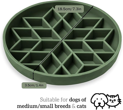 OHMO Slow Feeder Dog Bowls(Camo Green, 7.3") for Medium Small Large Breeds,Non-Slip Slow Feeder Cat Bowl with Suction Cup, Durable Food-Grade Silicone, Anti-Chocking and Anti-Bloat