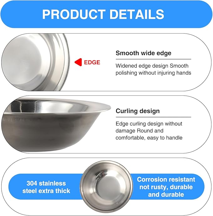 6Pcs Stainless Steel Cat Food Bowls, 5.5 Inch Small Metal Pet Bowl