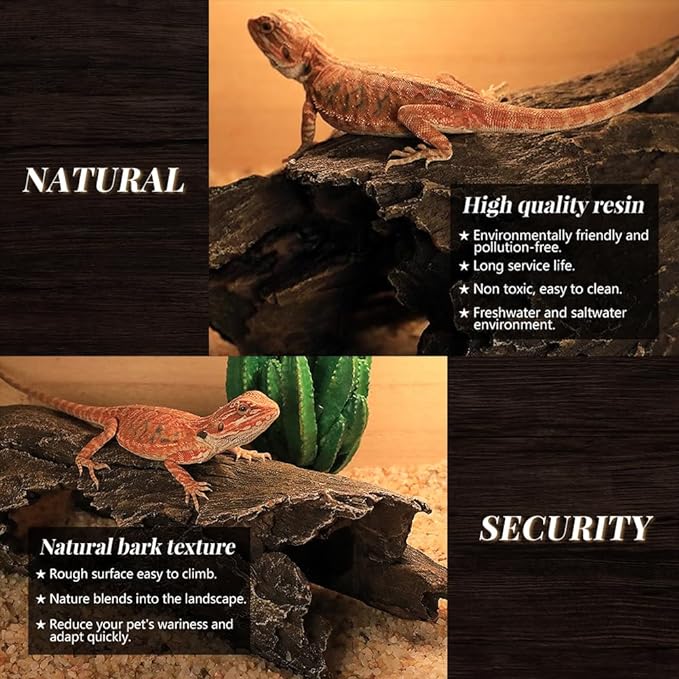 Fish Tank Decorations - Large Aquarium Decorations Air Bubbler Tree Fish House for Betta Hideout Caves Buddha Decor Temple Ruins Arched Betta Fish Accessories Reptile House Shelter Decor (Wood A-M)