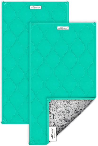 Paw Inspired Guinea Pig Cage Liners | Washable Fleece Bedding, Waterproof Bottom | Super Absorbent Pee Pad or Pet Bed Mat for Guinea Pigs, Ferrets, Rabbits, Hamsters, Small Animals (C&C 2x1, Green)