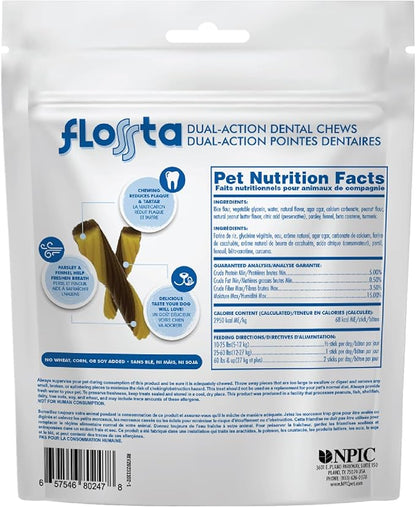 N-Bone Flossta Dual Action Dental Chews for Dogs, Unique Twist Shape for Deep Teeth Cleaning and Proactive Dental Care, Peanut Butter Flavor, 15 Count 12-oz Bag