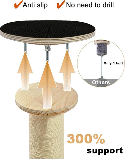 Modern Floor to Ceiling Cat Trees Tower with Sisal Rope Scratching Post, 5 Tier Cat Climbing Tree for Indoor Cats Large Adult, Height 82-117 inch, Adjustable Tall Cat Activity Tree(Deluxe Style 3)