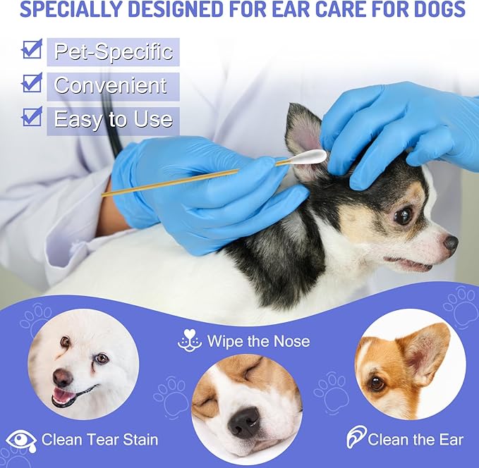 600pcs Professional Dog Ear Swabs, Specially Designed for Dogs