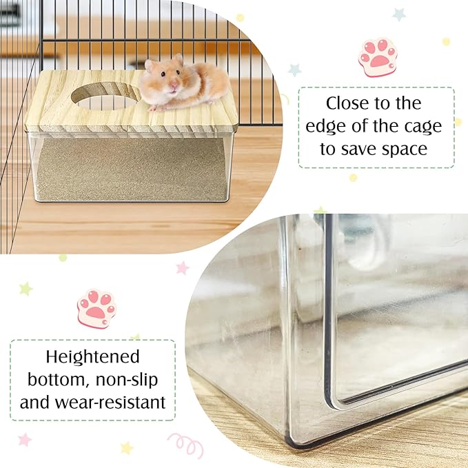 kathson Hamster Sand Bath Box Transparent Gerbil Bathroom & Digging Box Acrylic Small Syrian Hamster Litter Box Hamster Dust Bath Container Cage Accessories for Lemming Mice (Small Rectangle)