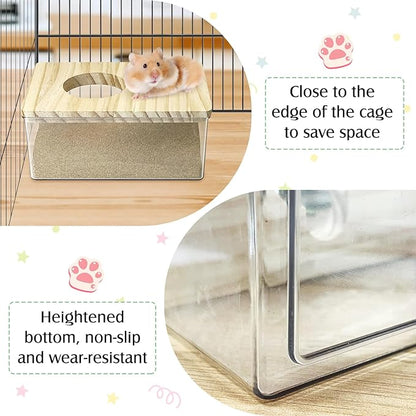 kathson Hamster Sand Bath Box Transparent Gerbil Bathroom & Digging Box Acrylic Small Syrian Hamster Litter Box Hamster Dust Bath Container Cage Accessories for Lemming Mice (Small Rectangle)