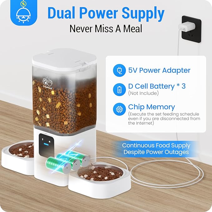 Automatic Cat Feeder 2 Cats with Slow Feed: Dual Automatic Dog Feeder with 5G WiFi, Cat Food Dispenser with APP Control for Multiple Pets, Detachable for Easy Clean,Large Food Storage-29 Cup