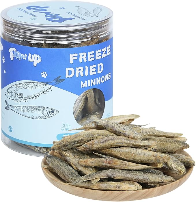 Freeze Dried Minnows Cat Treats – 100% Raw Single-Ingredient Pet Fish Snacks – Rich in Omega-3, Grain-Free – Healthy Training Rewards & Meal Toppers for Dogs & Cats, 2.8 oz