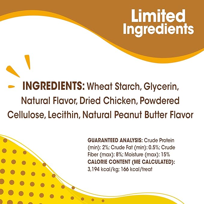 Nylabone Nubz Natural Dog Chew Treats for Large Dogs, Long Lasting Dog Bones Made in USA, Peanut Butter Flavor Breath Freshener Dental Chews, for Dogs Up to 50 lbs. (18 Count)