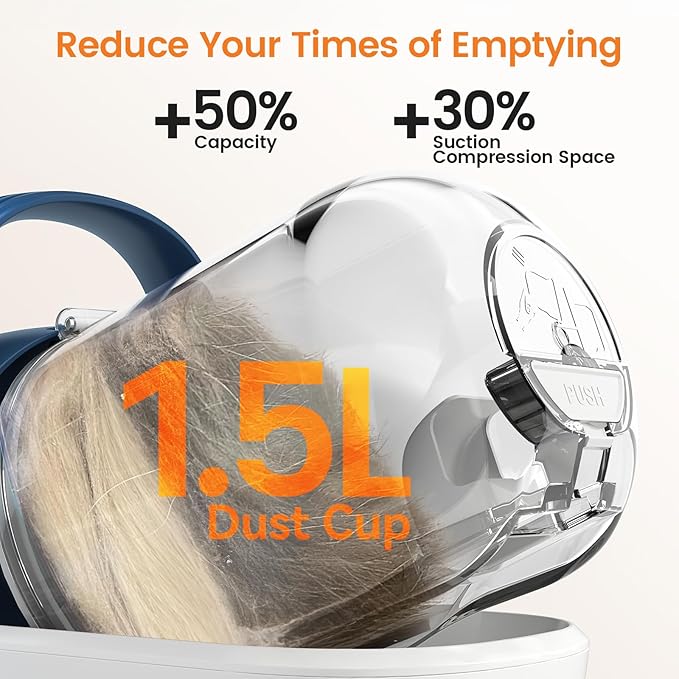 oneisall Dog Hair Vacuum & Dog Grooming Kit, Pet Grooming Vacuum with Pet Clipper Nail Grinder, 1.5L Dust Cup Dog Brush Vacuum with 7 Pet Grooming Tools for Shedding Pet Hair, Home Cleaning (Blue)