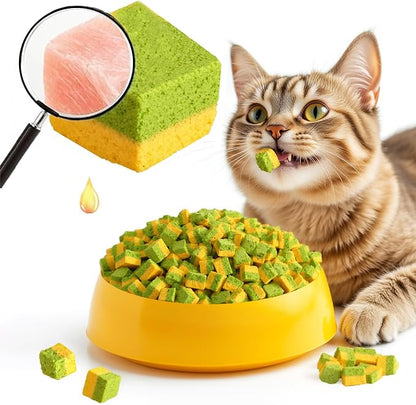 Cat Toy Grass Treats Freeze Dried 2 in 1 120g Fish Oil Chicken Cats Chew Grass Pellet Kitten Catnip for Hairball Removal Kitty Bite Snack for Cleaning Teeth Kitten Dental Food Indoor (4.23oz)